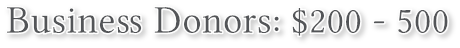 Business Donors: $200 - 500 Business Donors: $200 - 500